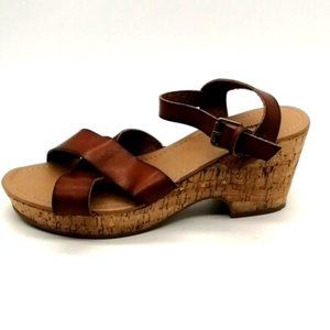 Maurices Womens Platform Block Heel‎ Ankle Strap Sandal Cushioned Brown Sz 10 M